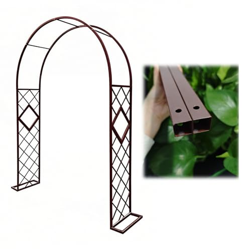 Gartenbogen aus Metall für Kletterpflanzen – Outdoor-Laube Spalier & Pergola wetterbeständig Hochzeitsbogen Dekoration Schnelle Montage Verstellbar 140-340 cm (Braun B 140 cm x H 220 cm) von Generisch