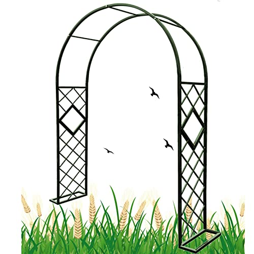 Gartenbogen für Kletterpflanzen, Metallrosen-Spalier für Terrasse und Terrasse, stabile Gartenlaube, Hochzeits- und Party-Dekoration (Farbe: Grün, Größe: B 260 x H 230 cm) von Generisch