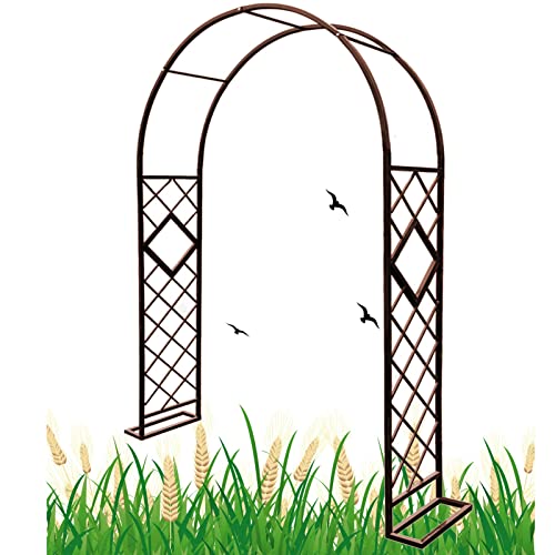 Gartenbogen für Kletterpflanzen Metall für Terrasse & Terrasse stabile Hochzeitszeremonie Deko braun Größe:B200xH230cm Outdoor Gartenlaube von Generisch