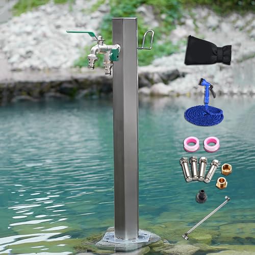 Gartenbrunnen aus Edelstahl mit Wasserhahn und frostsicherem Schlauchständer – Outdoor-Wasserhydrant für Bewässerung und Waschen – 26,7 x 86,4 cm Größe Gartenbrunnen aus Edelstahl mit Wasserhahn und frostsicherem Schlauchständer – Outdoor-Wasserhydrant für Bewässerung und Waschen – 26,7 x 86,4 cm Größe von Generisch