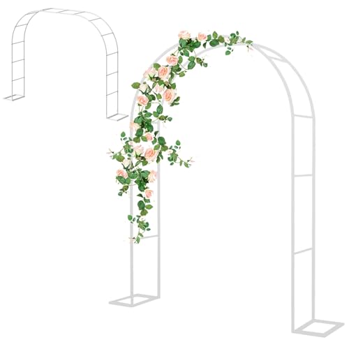 Gartenlaube aus Metall, Rankgitter, Hochzeitshintergrund, Ständer, weiß, 2,8 m Höhe x 2,2 m Breite, Outdoor-Dekoration für Veranstaltungen und Zeremonien von Generisch