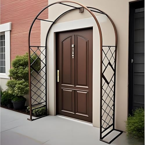 Gartenlaube aus Metall, Rankhilfe für Kletterpflanzen, Hochzeitsbogen für Zeremonie, schwarze Pergola für Hinterhof und Terrasse von Generisch