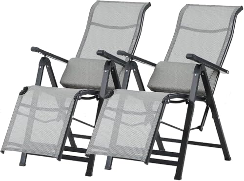Gartenliege Sonnenliege，Alu Klappstuhl Extra Breiter Relaxliege 3-Fach Verstellbare Rückenlehne Strandliege Atmungsaktives Gewebe Rostfrei für Outdoor Balkon Pool Patio (2er Set) von Generisch