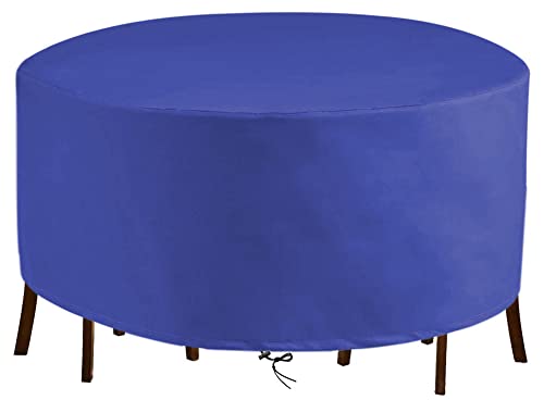 Gartenmöbel-Abdeckung, strapazierfähig, 420D, wasserdicht, rund, 170 x 150 cm (Durchmesser x Höhe), winddicht und UV-beständig, für Terrasse, Rattan-Sitzer-Set, Blau von Generisch