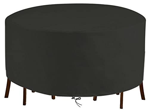 Gartenmöbel-Abdeckung, strapazierfähig, wasserdicht, rund, 160 cm x 150 cm, winddicht und UV-beständig, 420D-Oxford-Gewebe, Schutzhülle für Rattan-Sitzgruppen, Schwarz von Generisch