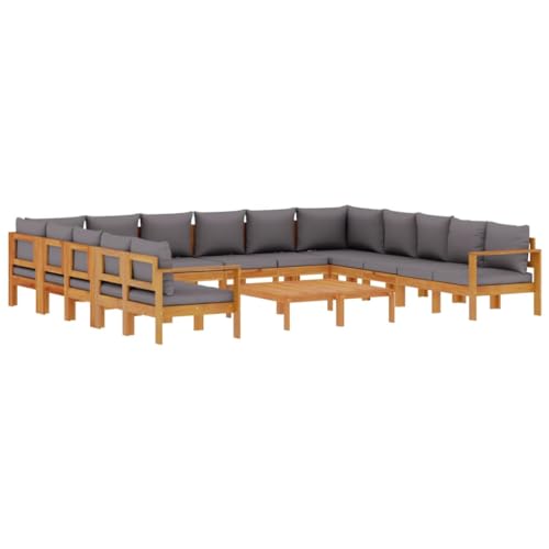 Gartenmöbel-Set, 10 Stück, mit Kissen aus Massivholz, Akazie von Generisch