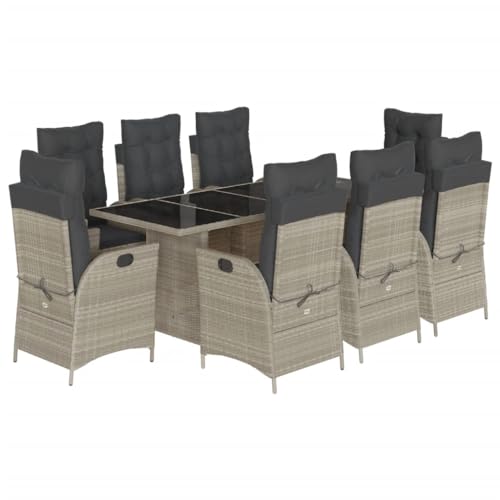 Gartenmöbel-Set, 9-teilig, mit Kissen, hellgrau, Polyrattan Gartenmöbel-Set, 9-teilig, mit Kissen, hellgrau, Polyrattan von Generisch