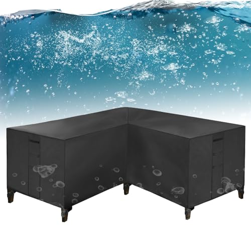 Gartenmöbelabdeckung, L-Form, 286 x 286 x 82 cm, wasserdicht, Terrassenabdeckung für Ecksofa, strapazierfähiges Oxford-Gewebe, Gartenmöbelabdeckung mit Lüftungsschlitz und witterungsbeständig Gartenmöbelabdeckung, L-Form, 286 x 286 x 82 cm, wasserdicht, Terrassenabdeckung für Ecksofa, strapazierfähiges Oxford-Gewebe, Gartenmöbelabdeckung mit Lüftungsschlitz und witterungsbeständig von Generisch
