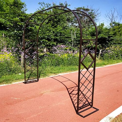 Gartenpavillon aus Metall, Braun, 2,3 m Höhe, Eisenspalier, Pergola für Kletterpflanzen, Terrassendekoration, perfekte Unterstützung für Rosen und Reben von Generisch