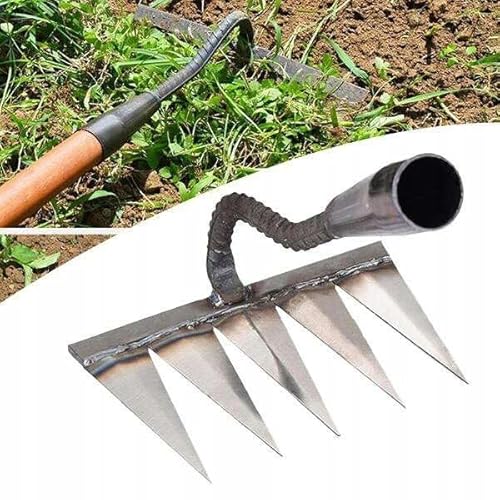 Gartenwerkzeug mit 5 Zinken – Multifunktionales Handgerät für Bodenpflege, Unkrautentfernung, Auflockern & Belüften der Erde | Robuste Stahlkonstruktion, ergonomisch & leicht von Generisch