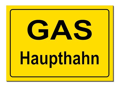 Gas-Haupthahn-Aluminium Verbund-300 x 200 x 3 mm-Warnschild-Hinweisschild-Türschild (1318 mit 2 Löcher) von Generisch