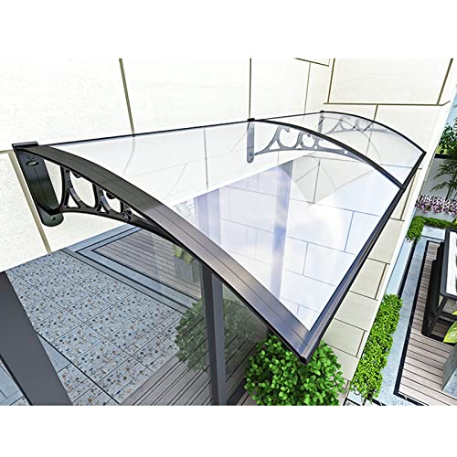 Gebogene Fenstermarkise für Haustür 80x110cm Outdoor Regenschutz Klare Polycarbonatplatte Schwarze Halterungen - Stilvoll & Wetterschutz Gebogene Fenstermarkise für Haustür 80x110cm Outdoor Regenschutz Klare Polycarbonatplatte Schwarze Halterungen - Stilvoll & Wetterschutz von Generisch