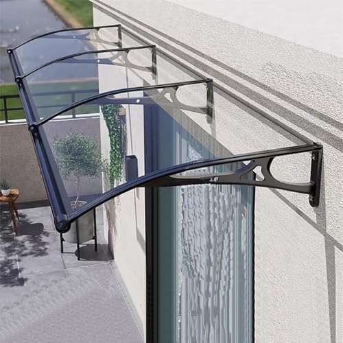 Gebogene Polycarbonat-Markise für Türen und Balkone, Aluminium-Baldachin mit integrierter Dachrinne, wetterfester Unterstand, ideal für Fenster & Türen (W100xL120) von Generisch