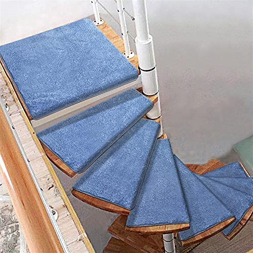 Gebogene Treppenstufe Rutschfest Teppichmatte Selbstklebendes Kissen für Links/Rechts Wendeltreppe Drehbarer Stufenschutz Teppich Treppenpolster - 1 Stück von Generisch