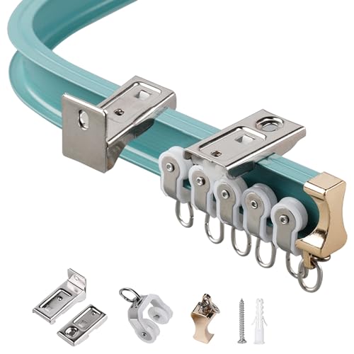 Gebogene Vorhangschiene – Flexible U-förmige & L-förmige Decken-/Wandhalterungsrolle Ra für Duschkabinen, Fenster, Wohnmobile, Raumteiler, leiser Betrieb, einfache Installation von Generisch