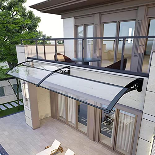 Gebogenes Polycarbonat Türvordach - UV-beständige transparente Markise mit schwarzer Halterung 60 x 170 cm - Perfekt für Garten & Terrasse Wetterschutz von Generisch