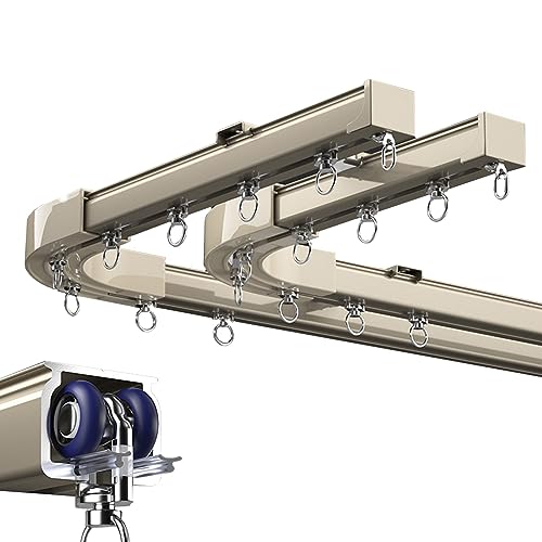 Gebogenes und gerades Vorhangschienensystem mit 90°-Eckteiler, Einzel-/Doppelschiebestange für vielseitige Fensterbehandlung, einfache Installation, Heimdekor-Lösung von Generisch