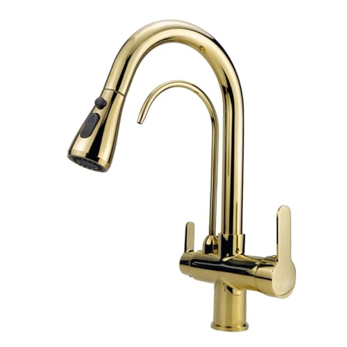 Gebürstete 3-Wege-Küchenarmatur mit Brause 2 Modi Drehbar Spültischarmatur Modernes Design für Küchenspüle Wasserhahn mit herausziehbarem Sprüher von Generisch