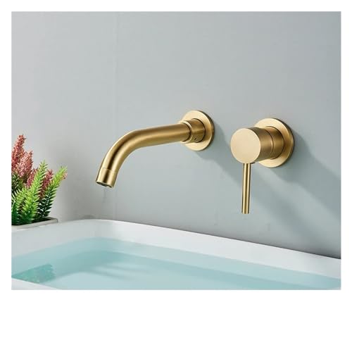 Gebürsteter goldener Badezimmer-Wasserhahn, Wandmontage, 360 ° drehbar, Einhandmischbatterie für heißes und kaltes Wasser, stilvolles Heimdekor-Upgrade Gebürsteter goldener Badezimmer-Wasserhahn, Wandmontage, 360 ° drehbar, Einhandmischbatterie für heißes und kaltes Wasser, stilvolles Heimdekor-Upgrade von Generisch
