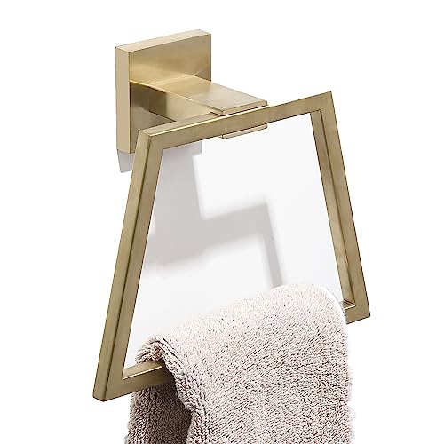 Gebürstetes Gold Handtuchring Quadrat Modern Handtuchhalter Gold für Badezimmer Handtuchhalter Wandmontage Edelstahl Gebürstetes Gold Handtuchring Quadrat Modern Handtuchhalter Gold für Badezimmer Handtuchhalter Wandmontage Edelstahl von Generic