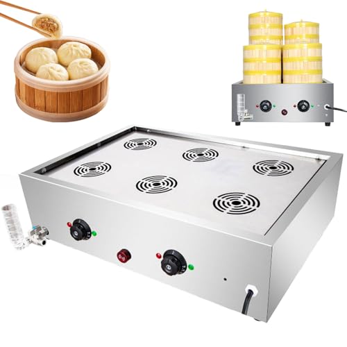 Gedämpfte Brötchenwärmer mit Anti-Trocken-Alarm und Temperaturkontrolle, für Zuhause, Geschäft und Buffet (4 Löcher) von Generisch