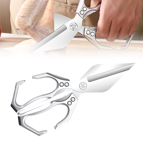 Geflügelschere Edelstahl, Mehrzweck Küchenschere, Haushaltsschere Scharfe Kochschere für Küche, Huhn, Geflügel, Fisch, Fleisch, Kräuter, Silber Schere zum Geschenk Haushalt Gadgets (Silber) von Generisch