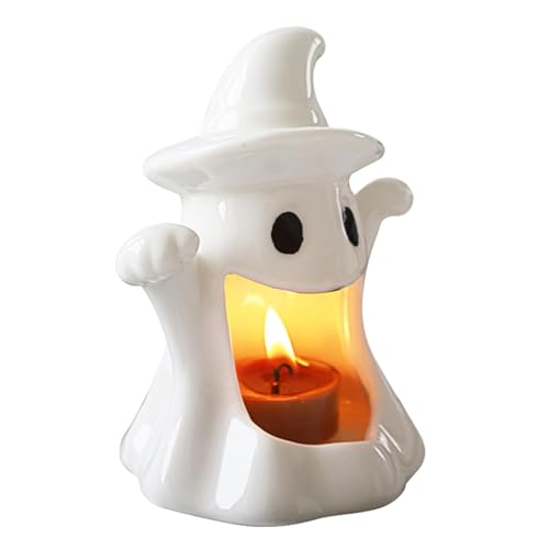 Geister-Duftkerzenhalter, Geister-Teelichthalter aus Keramik, Halloween Dekor Geister Kerzenständer, Halloween-Tischdekoration, Kerzenhalter für Tisch, Schlafzimmer, Arbeitszimmer, Regale von Generisch