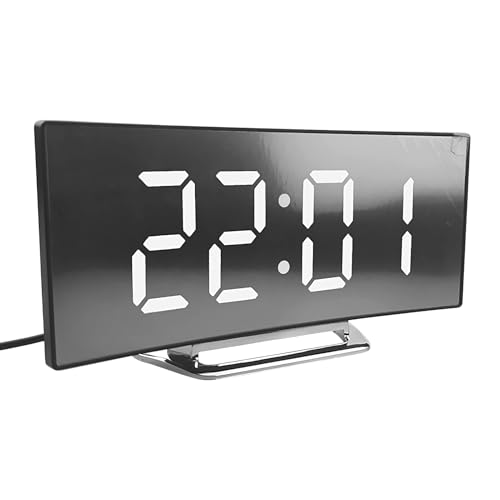 Gekrümmte Elektronische Uhr, LED -Zeitanzeigeuhr, Kompaktes Digitales Alarmgerät Mit Lauten Pieptonten, Modern von Generisch