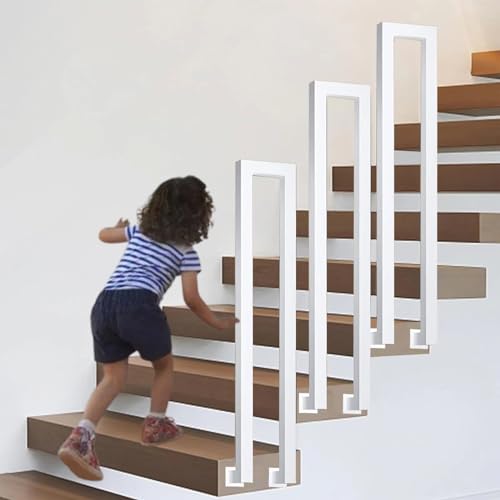 Geländer Treppe, Handlauf Treppe, Treppengeländer Innen, Handlauf Schwarz, Treppengeländer Außen, U Förmiger Geländer Außen, Treppenhandlauf für Balkone Flure Wohnungen Villen (L-Weiß, 95CM) von Generisch