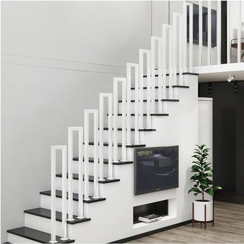 Geländer Treppe, Handlauf Treppe, Treppengeländer Innen, Handlauf Schwarz, Treppengeländer Außen, U Förmiger Geländer Außen, Treppenhandlauf für Balkone Flure Wohnungen Villen (U-Weiß, 100CM) von Generisch