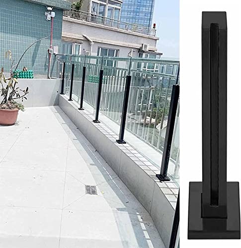 Geländerpfosten-Set aus Glas mit Beschlägen – schwarzer Edelstahl-Terrassenveranda-Handlauf und Glasplatten im Lieferumfang enthalten, einfache Installation von Generisch