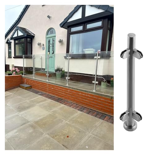 Geländerpfosten aus Edelstahl mit Klemme für moderne Treppen, Hof und Terrassendielen, gerahmtes Glasbaluster-System von Generisch