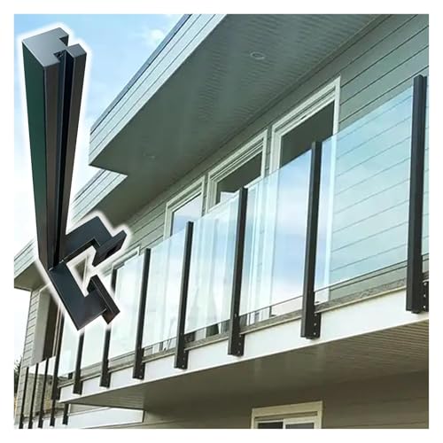 Geländerpfosten aus Glas für 1012 mm Paneele schwarz Edelstahl Handlaufsäule für Pool Balkon Garten Treppe Flur – langlebiges & elegantes Design von Generisch