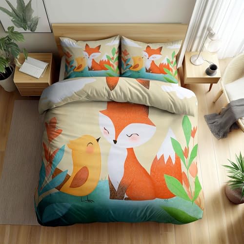 Gelb Bettwäsche Cartoon Fuchs Kleiner Vogel Bedruckte Bettbezug 135 x 200 cm Bettwäsche Set, Pflegeleicht 2-teiliges Gebürstete Mikrofaser Reißverschluss für alle Jahreszeiten Gelb Bettwäsche Cartoon Fuchs Kleiner Vogel Bedruckte Bettbezug 135 x 200 cm Bettwäsche Set, Pflegeleicht 2-teiliges Gebürstete Mikrofaser Reißverschluss für alle Jahreszeiten von Generisch