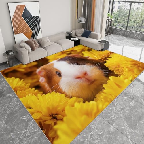 Gelb Teppich Tiere Meerschweinchen Gänseblümchen Wohnzimmer Teppich 60 x 90 cm rutschfest Flanell Teppiche, für Flur Schlafzimmer Küche Korridor Wohnkultur Fußmatte Gelb Teppich Tiere Meerschweinchen Gänseblümchen Wohnzimmer Teppich 60 x 90 cm rutschfest Flanell Teppiche, für Flur Schlafzimmer Küche Korridor Wohnkultur Fußmatte von Generisch