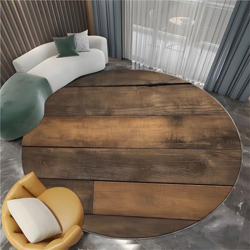 Gelb Waschbarer Rutschfester Runder Teppich 80 cm Runde Teppiche, Rustikale Scheunenholzwand Flauschig Extra Weich Runder Teppich - Wohnzimmer Schlafzimmer Flur Eingangsbereich Büro & Küche Gelb Waschbarer Rutschfester Runder Teppich 80 cm Runde Teppiche, Rustikale Scheunenholzwand Flauschig Extra Weich Runder Teppich - Wohnzimmer Schlafzimmer Flur Eingangsbereich Büro & Küche von Generisch