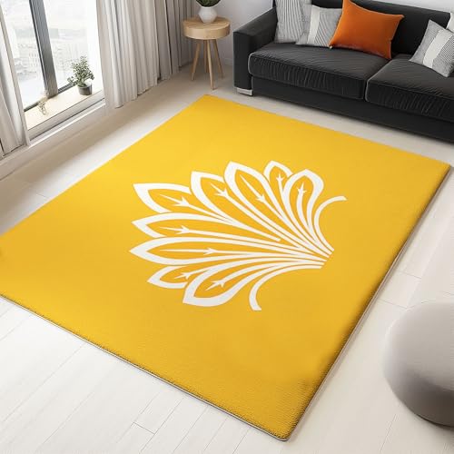 Gelb Waschbarer Teppich Wohnzimmer 160x230cm Minimalistische Linien Feder Logo Rugs for Living Room Weich rutschfest Tepich Kurzflor Schlafzimmer Carpet for Bedroom Esszimmer Teppiche Büro Gelb Waschbarer Teppich Wohnzimmer 160x230cm Minimalistische Linien Feder Logo Rugs for Living Room Weich rutschfest Tepich Kurzflor Schlafzimmer Carpet for Bedroom Esszimmer Teppiche Büro von Generisch
