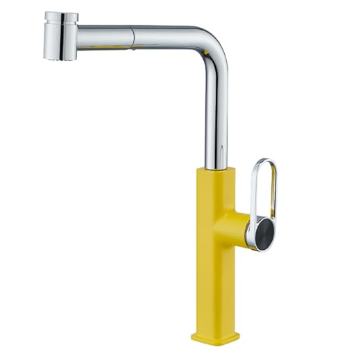 Gelbe Küchenarmatur mit herausziehbarem Sprüher 2 Funktionen 360° Schwenkbarer Mischbatterie Einhandgriff Messing Küchenspüle Wasserhahn für modernes Zuhause Gelbe Küchenarmatur mit herausziehbarem Sprüher 2 Funktionen 360° Schwenkbarer Mischbatterie Einhandgriff Messing Küchenspüle Wasserhahn für modernes Zuhause von Generisch