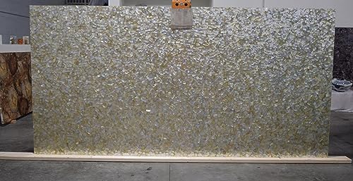 Gelbe MOP Esstischplatte I Gelber MOP Wohnzimmertischplatte I Perlmutt Rasen Tischplatte I MOP Flur Tischplatte I Perlmutt Handgefertigte Tischplatte 91,4 x 152,4 cm von Generisch