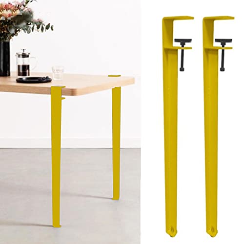 Gelbe Metall-Möbelbeine in F-Form mit Bodenschonern, 70 cm Höhe, für DIY-Couchtisch, Bartisch, Konsolentisch von Generisch