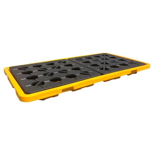 Gelbe & schwarze Polyethylen-Spill-Containment-Palette – auslaufsichere Outdoor-Tablett für Lager & Fabriken, modulare Anti-Verschütt-Plattform für Farbeimer & Chemikalienlagerung von Generisch
