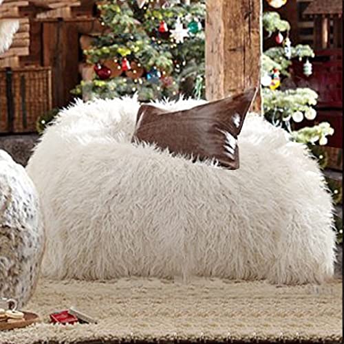 Gemütliche Sitzsack-Stühle für Erwachsene, ungefülltes Sitzsack-Futter aus luxuriösem Fell/Leder/Kaschmir-Fleece/Wolle für stilvolle Wohnkultur, Sofa-Puff-Futon (Farbe: Langfell-Punkt) von Generisch