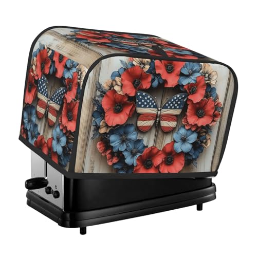 Generic Amerikanische Flagge, Blumendruck, 2 Scheiben, Toaster-Abdeckung, staubdicht, passend für die meisten Standard-Toaster, kleine Küchengeräte, Brotbackmaschinen-Schutz Generic Amerikanische Flagge, Blumendruck, 2 Scheiben, Toaster-Abdeckung, staubdicht, passend für die meisten Standard-Toaster, kleine Küchengeräte, Brotbackmaschinen-Schutz von Generisch
