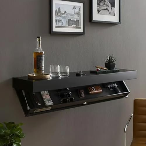 Generic Designer Regal mit Geheimfach Verdecktes Bewegliches Regal Wandbefestigte Aufbewahrungslösung für Home Office Wohnzimmer Schlafzimmer Stylish Universell (1 Pc Schwarz, Einheitsgröße) von Generisch