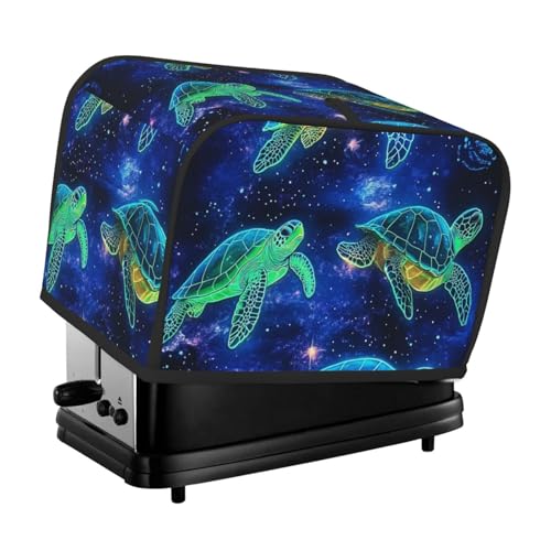 Generic Neon Sea Turtle Print 2 Slice Toaster Cover, Dustproof Kitchen Machine Covers Fits Most Standard Toaster, Bread Maker Protector von Generisch