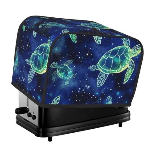 Generic Neon Sea Turtle Print 2 Slice Toaster Cover, Dustproof Kitchen Machine Covers Fits Most Standard Toaster, Bread Maker Protector von Generisch