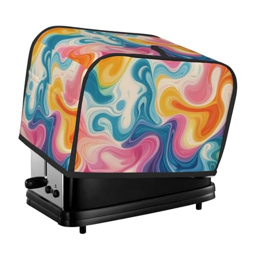 Generic Rainbow Tie Dye Print 2 Slice Toaster Cover, Dustproof Kitchen Machine Covers Fits Most Standard Toaster, Small Kitchen Appliance, Bread Maker Protector von Generisch