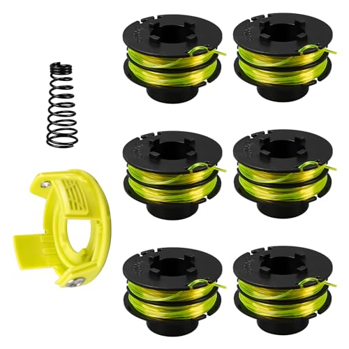 Generic Rasentrimmer-Spule für Ryobi RAC118 RLT3525S, 1,2 mm, 8,4 m, doppelte Autofeed-Spule für Ryobi RAC118 RLT3525S (6 Spulen + 1 Kappe) von Generisch