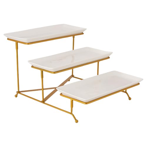 Generic Servierständer-Set mit 3 Etagen, Serviertablett, Platten zum Präsentieren (Gold) von Generisch