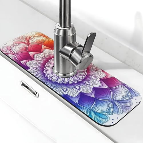 Generic Spritzschutz für Küchenspüle, Mandala-Druck, Spülbecken-Gadgets, Spritzschutz hinter dem Wasserhahn, Tropffänger für Küche und Badezimmer von Generisch